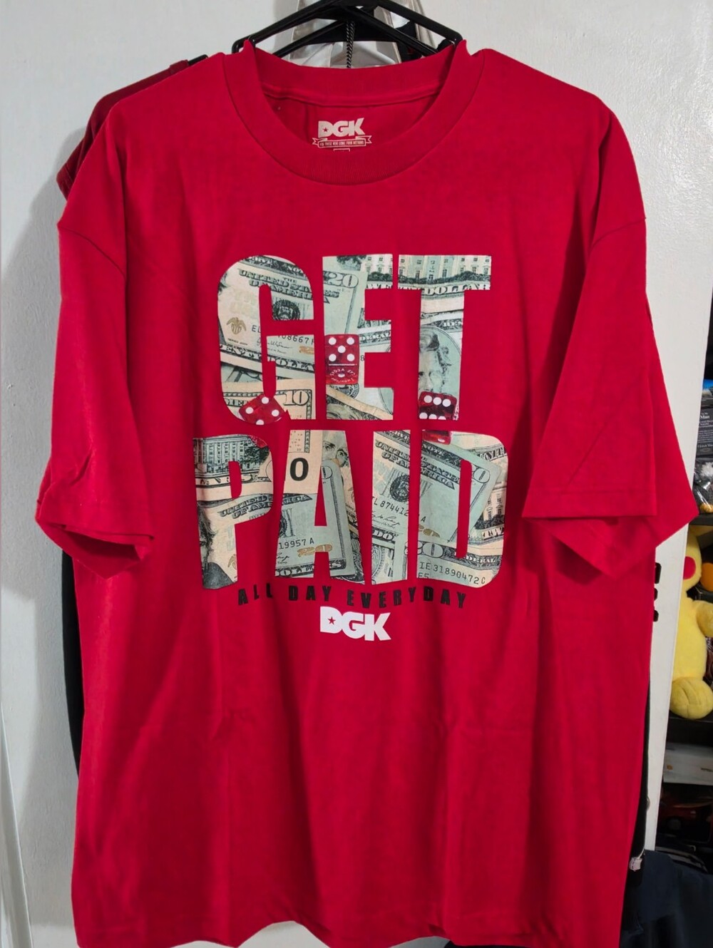 DGK Red 'Get Paid' Money-Print Men's T-shirt